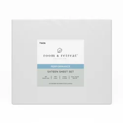 ROOM & RETREAT RR 400 Thread Counts Sheet Set, Twin, 3 pc set, White