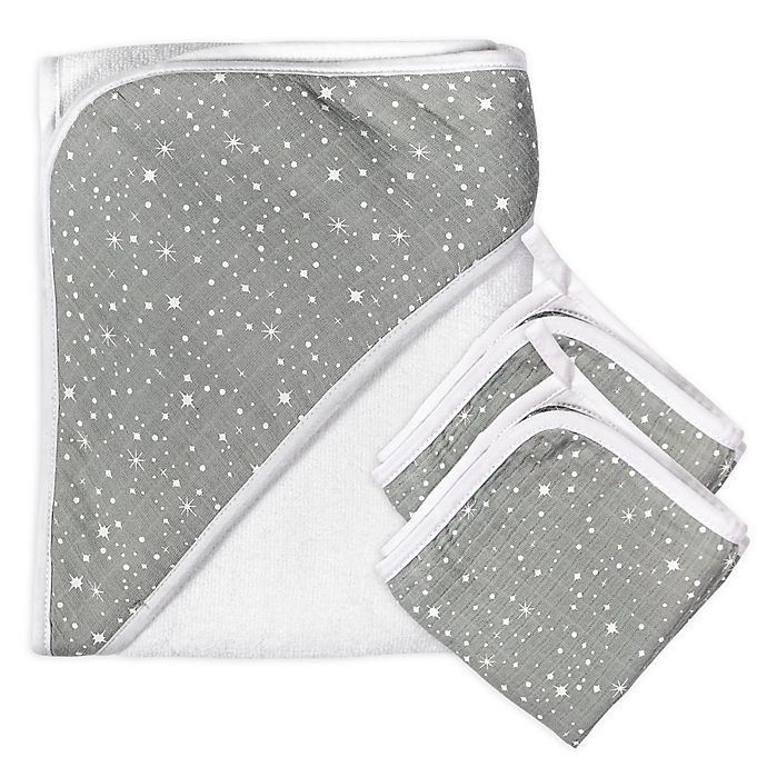 slide 1 of 1, The Honest Company Twinkle Star Hooded Towel and Washcloth Set, 3 ct