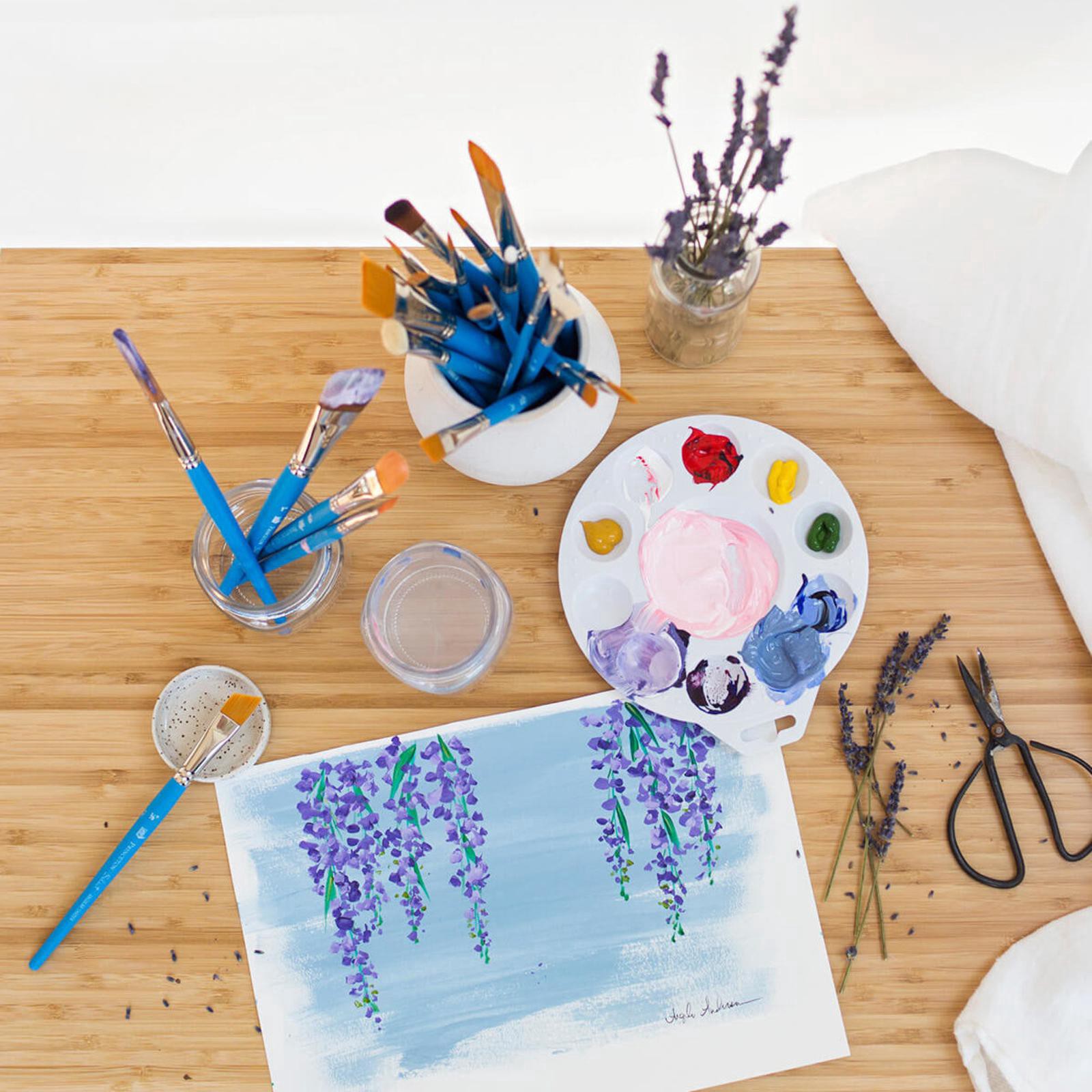 slide 4 of 5, Princeton Art & Brush Co Princeton Select Artiste Series 3750 3/4" Short Handle Oval Wash Brush, 3/4 in