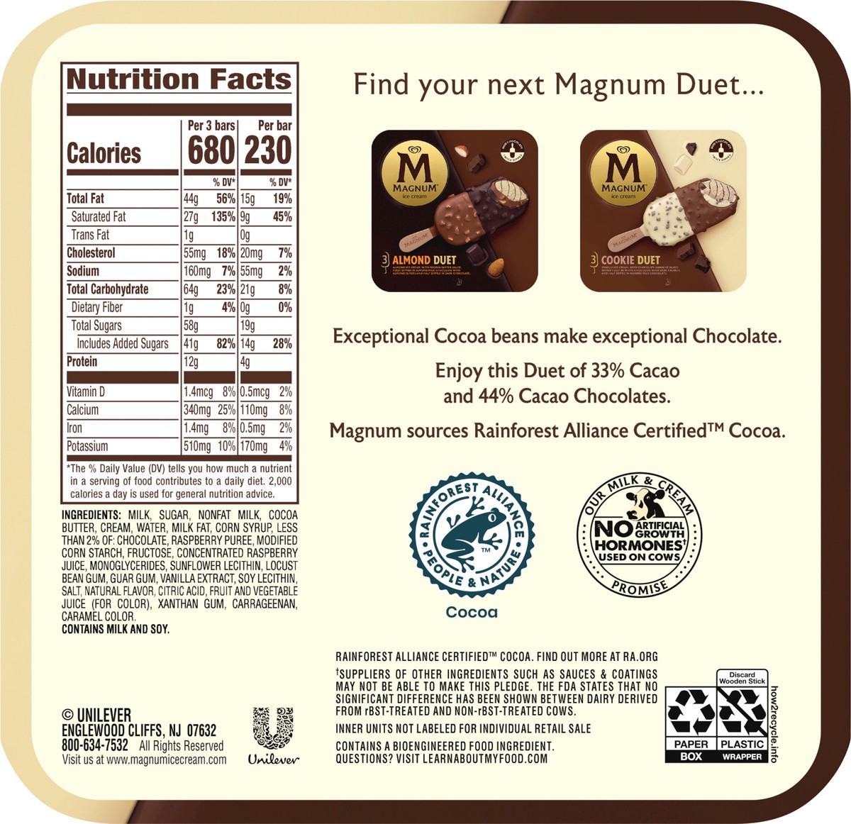slide 2 of 3, Magnum 3 Count 8.62 oz Ice Cream Bars Chocolate Duet, 3 ct