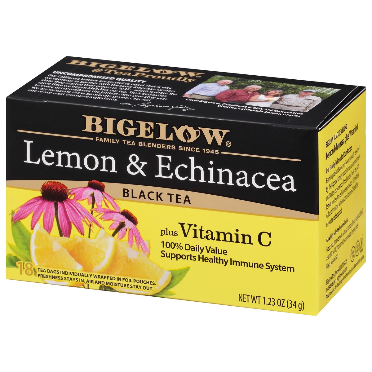 slide 7 of 9, Bigelow Black Tea, Lemon & Echinacea, Plus Vitamin C, Tea Bags, 18 ct