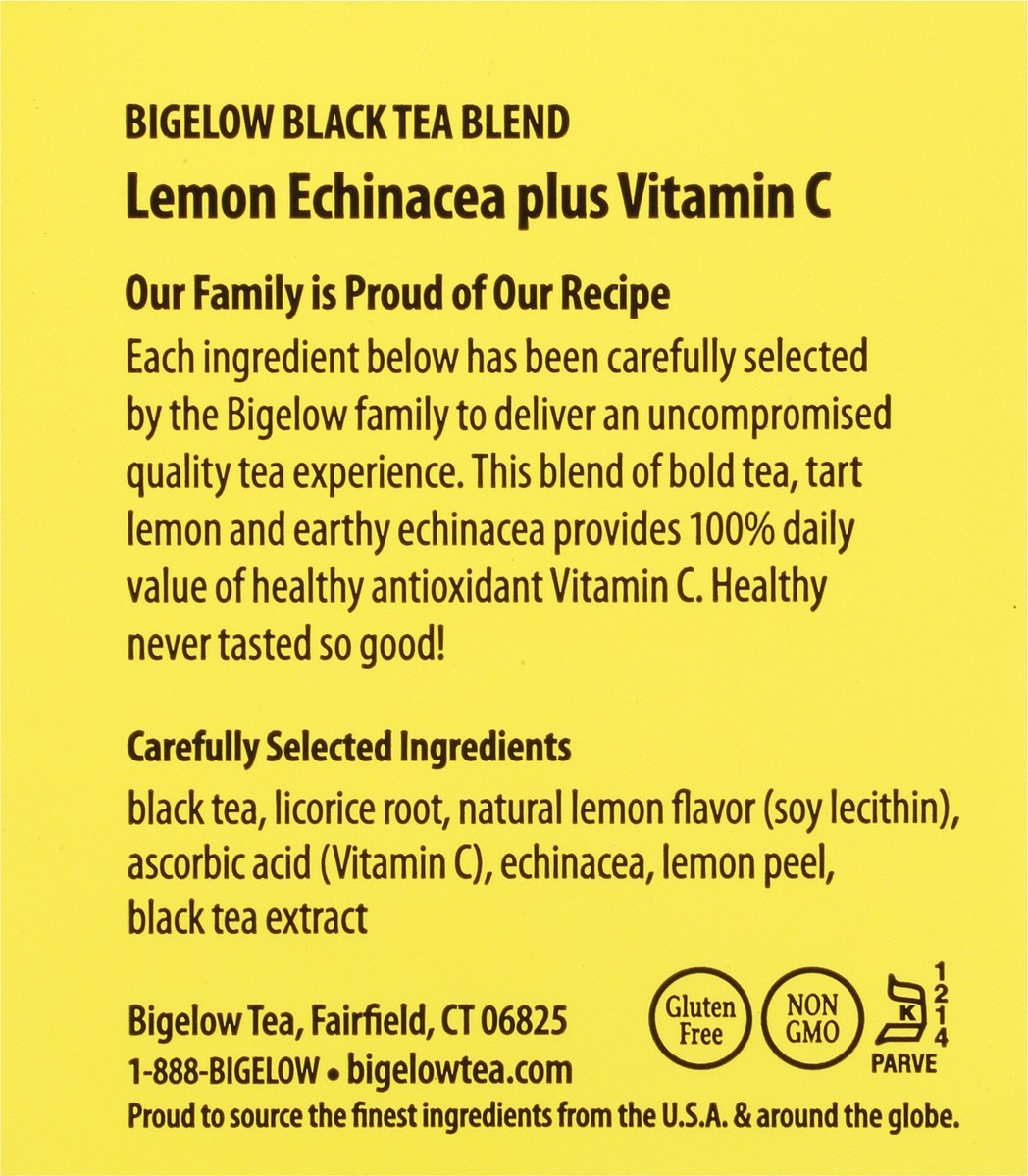slide 2 of 9, Bigelow Black Tea, Lemon & Echinacea, Plus Vitamin C, Tea Bags, 18 ct