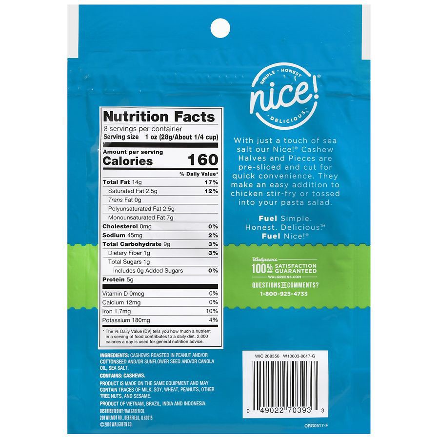 slide 4 of 5, Nice! Roasted Cashew Halves & Pieces Lightly Sea Salted, 8 oz