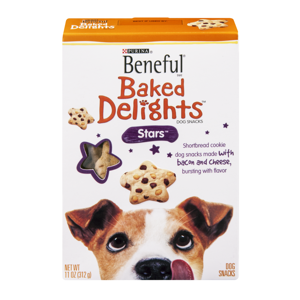 slide 1 of 1, Beneful Baked Delights Stars Dog Snacks With Bacon Cheese, 11 oz