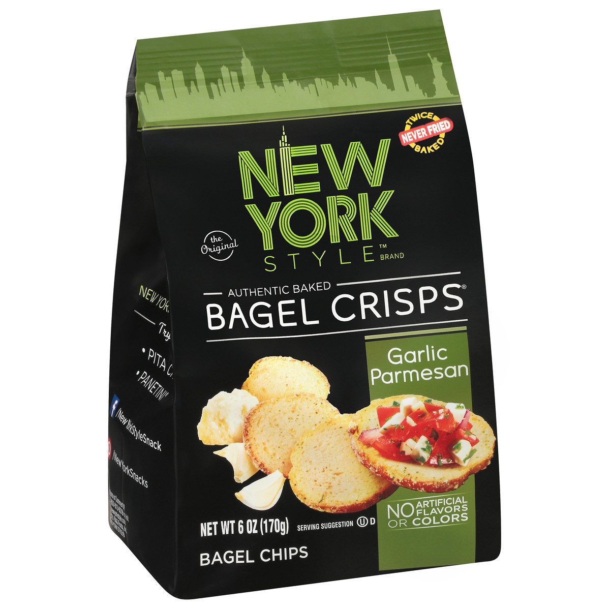 slide 9 of 14, New York Style Authentic Baked Garlic Parmesan Bagel Crisps 6 oz, 6 oz