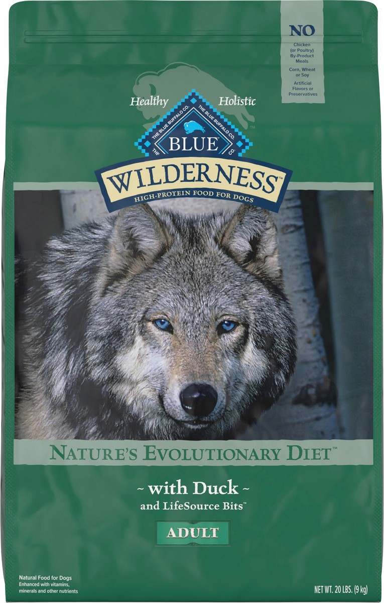 slide 3 of 12, Blue Buffalo Wilderness High Protein, Natural Adult Dry Dog Food, Duck 20-lb, 20 lb