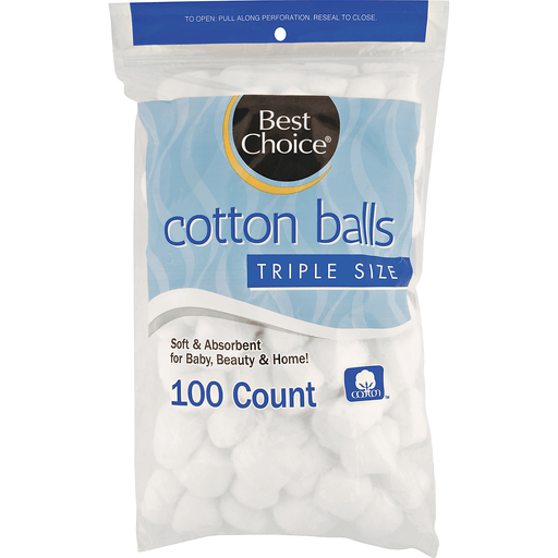 slide 1 of 1, Best Choice 100% Cotton Balls Triple, 100 ct