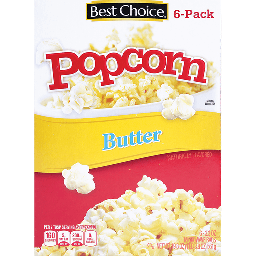 slide 1 of 1, Best Choice Butter Microwave Popcorn, 6 ct