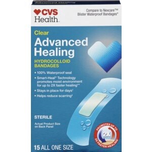 slide 1 of 1, CVS Health Clear Advanced Healing Hydrocolloid Bandages, 15 Ct, 1 ct