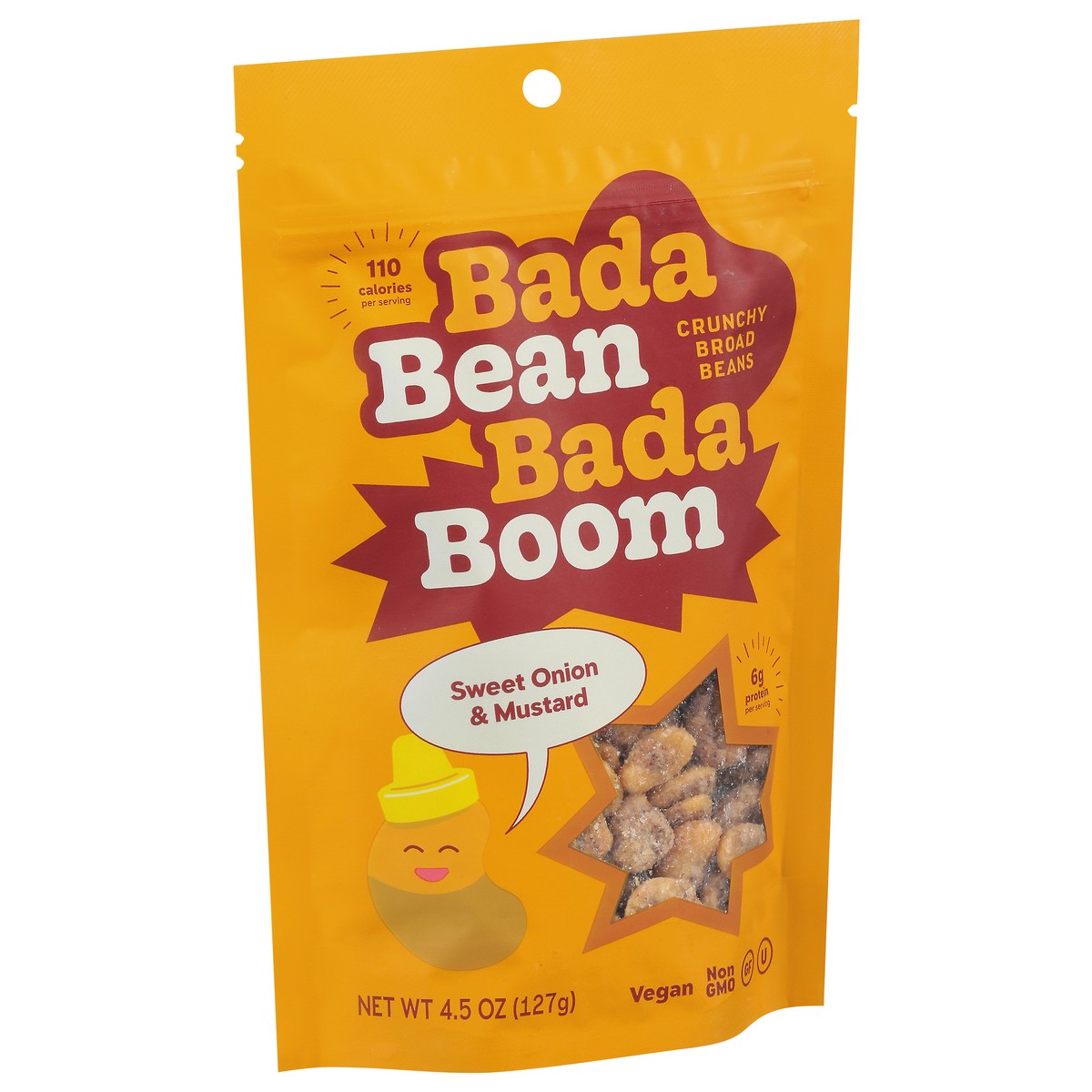 slide 2 of 9, Enlightened Bada Bean Bada Boom Crunchy Sweet Onion & Mustard Broad Beans 4.5 oz, 4.5 oz