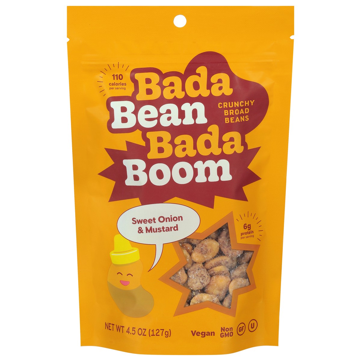 slide 1 of 9, Enlightened Bada Bean Bada Boom Crunchy Sweet Onion & Mustard Broad Beans 4.5 oz, 4.5 oz