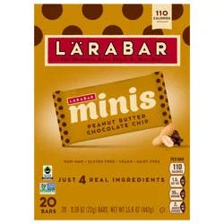 LÄRABAR Peanut Butter Chocolate Chip Mini Bars, Gluten Free Vegan, 20 ct