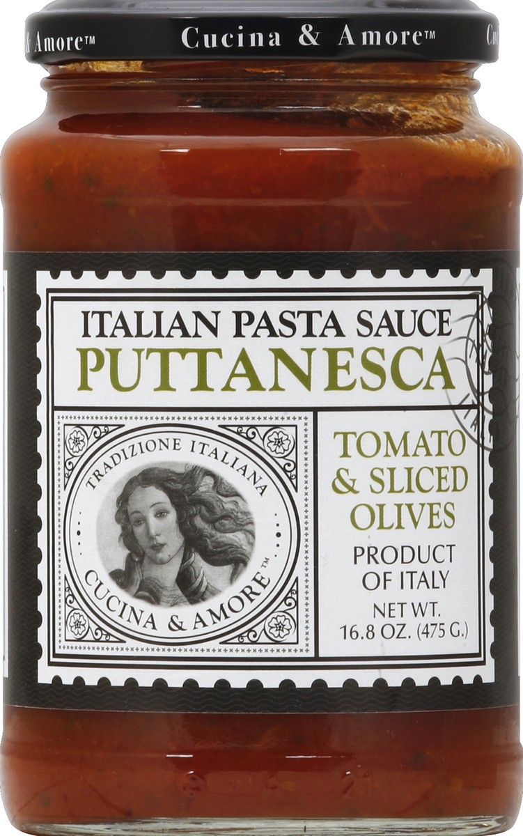 slide 2 of 2, Cucina & Amore Pasta Sauce, Italian, Puttanesca, Tomato & Sliced Olives, 16.8 oz