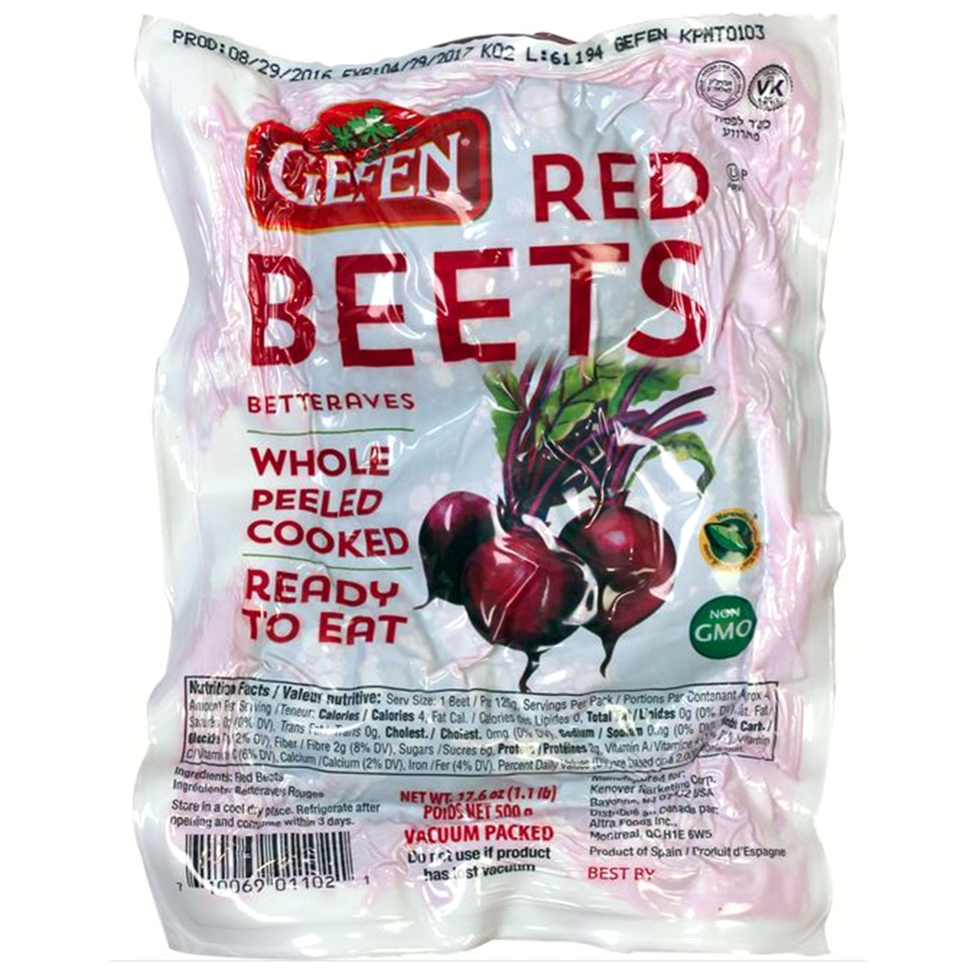 slide 1 of 1, Gefen Vacuum Packed Red Beets, 17 oz