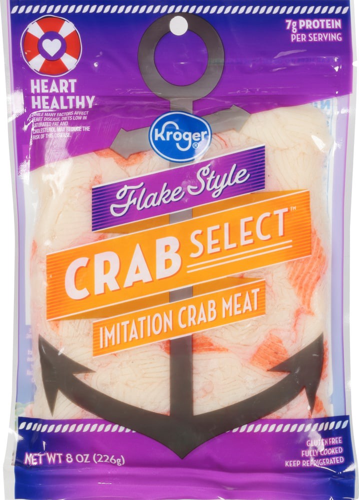 slide 1 of 2, Kroger Flake Style Crab Select Imitation Crab Meat, 8 oz