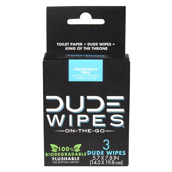 slide 1 of 1, DUDE Wipes On-The-Go Flushable Wipes, 3 ct