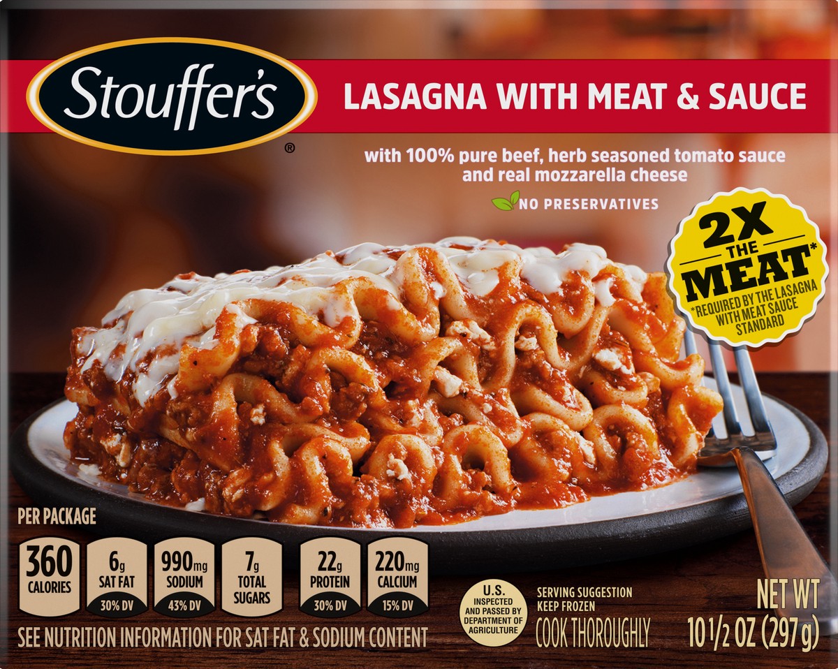 slide 6 of 9, Stouffer's Lasagna with Meat & Sauce Frozen Meal, 10.5 oz