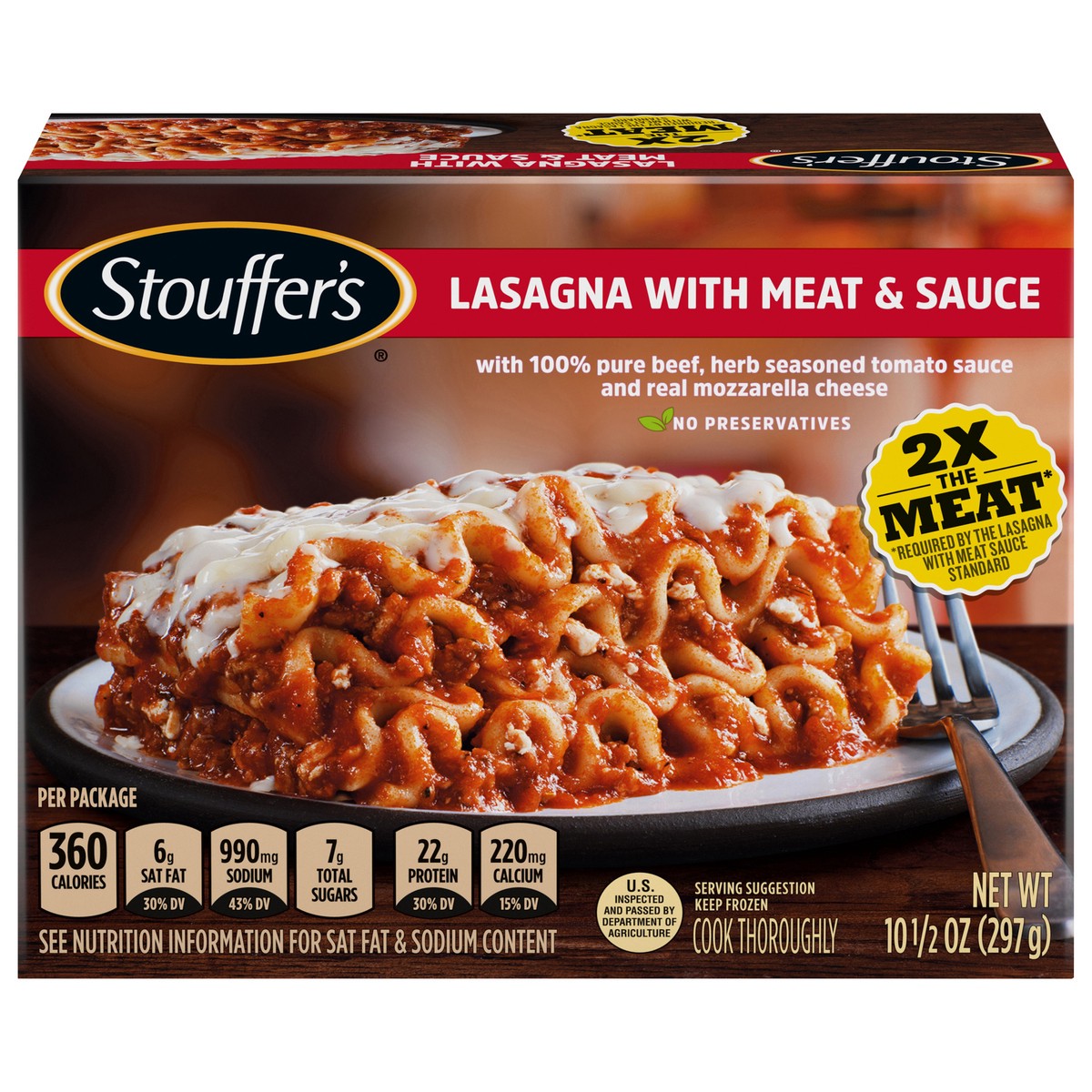 slide 1 of 9, Stouffer's Lasagna with Meat & Sauce Frozen Meal, 10.5 oz