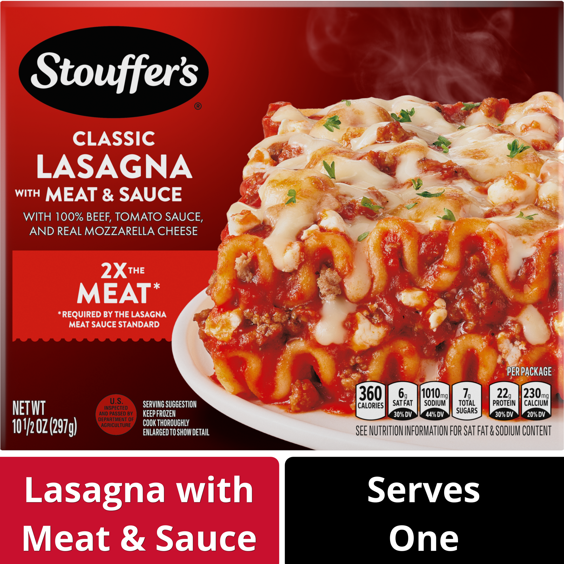 slide 1 of 9, Stouffer's Lasagna with Meat & Sauce Frozen Meal, 10.5 oz