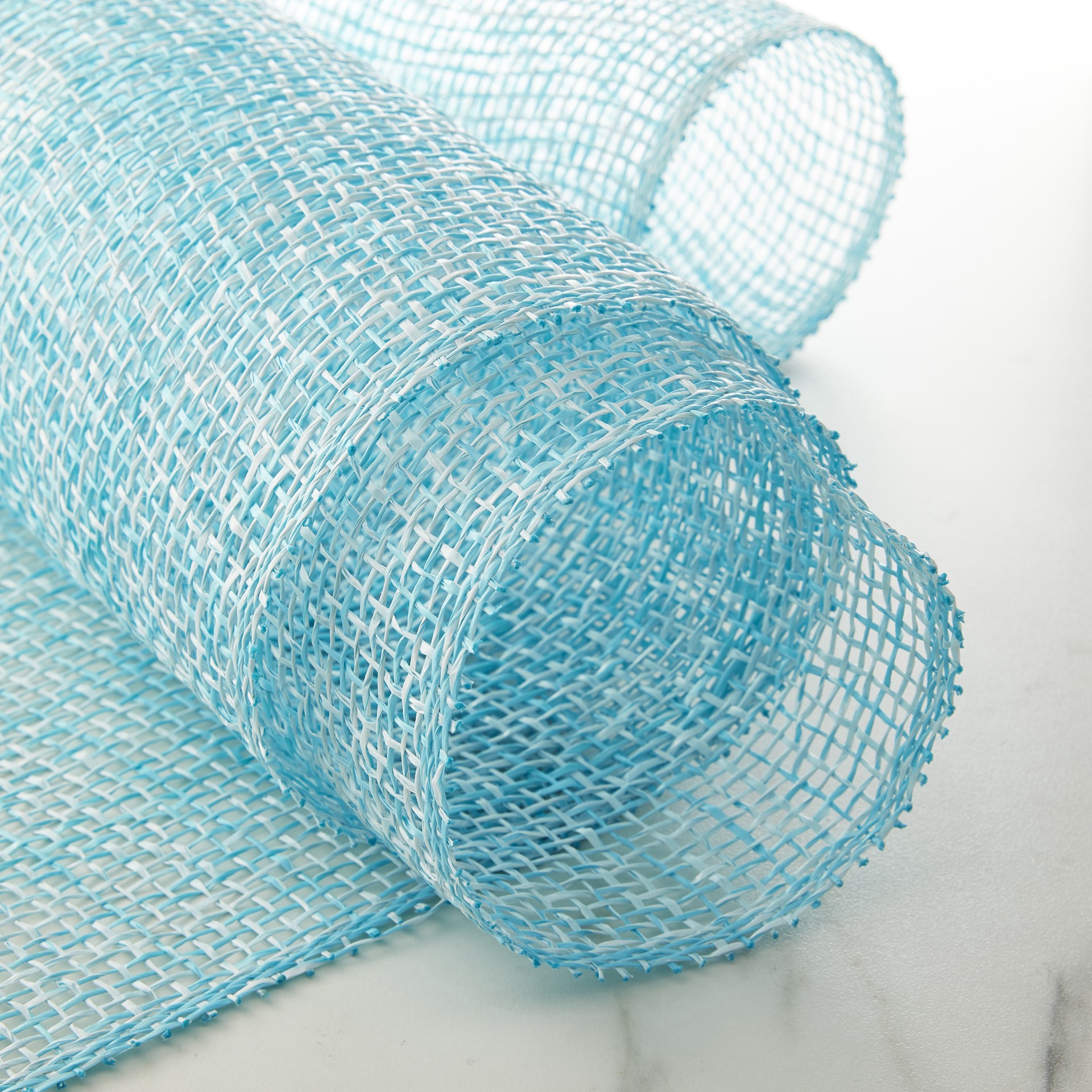 slide 2 of 4, 10" X 19ft. Light Blue & White Window Poly Burlap Mesh By Celebrate It, 10 in x 19 ft