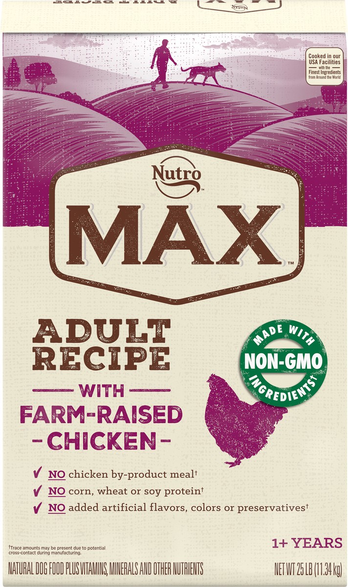 slide 3 of 7, NUTRO MAX Adult Recipe Dry Dog Food With Farm Raised Chicken, 25 LB Bag, 25 lb