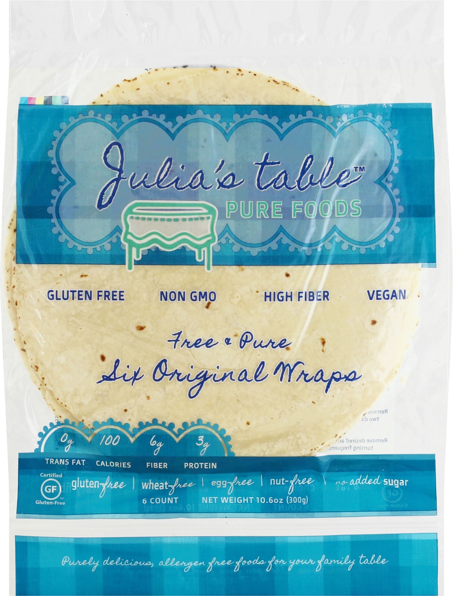 slide 9 of 10, Julia's table Gluten Free Six Original Wraps, 10.6 oz