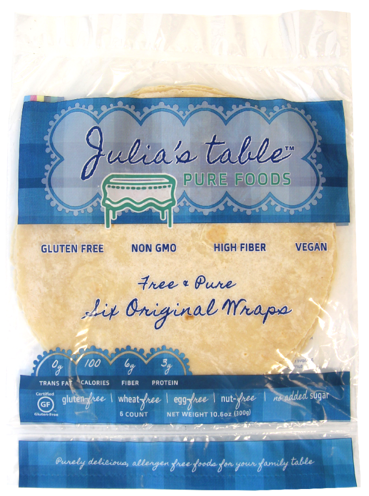 slide 1 of 10, Julia's table Gluten Free Six Original Wraps, 10.6 oz