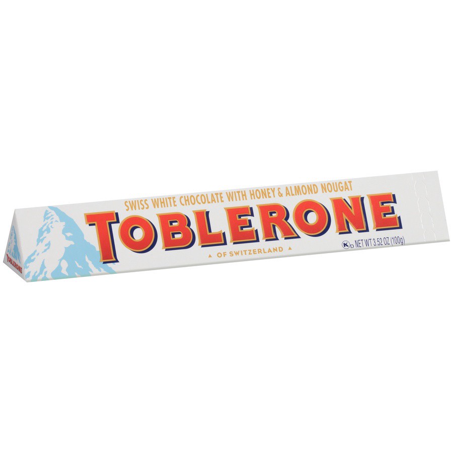 slide 8 of 8, Toblerone Swiss White Chocolate Bar with Honey & Almond Nougat, 3.52 oz, 0.22 lb