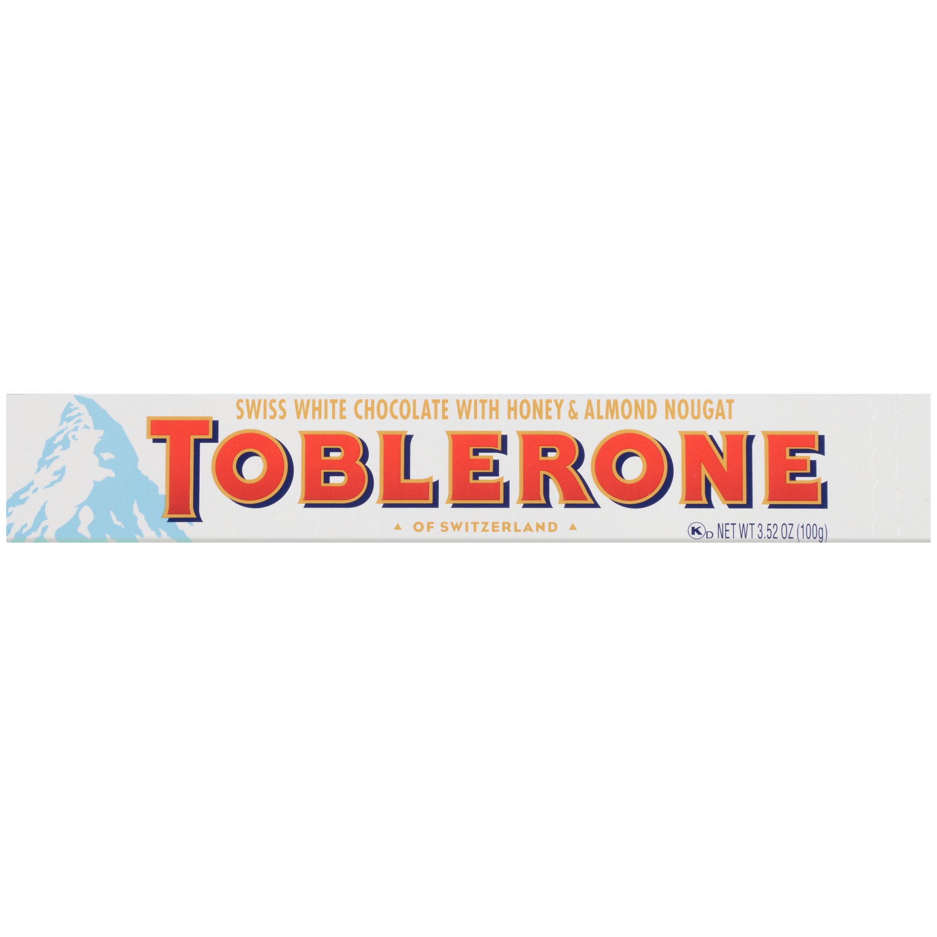 slide 1 of 8, Toblerone Swiss White Chocolate Bar with Honey & Almond Nougat, 3.52 oz, 0.22 lb