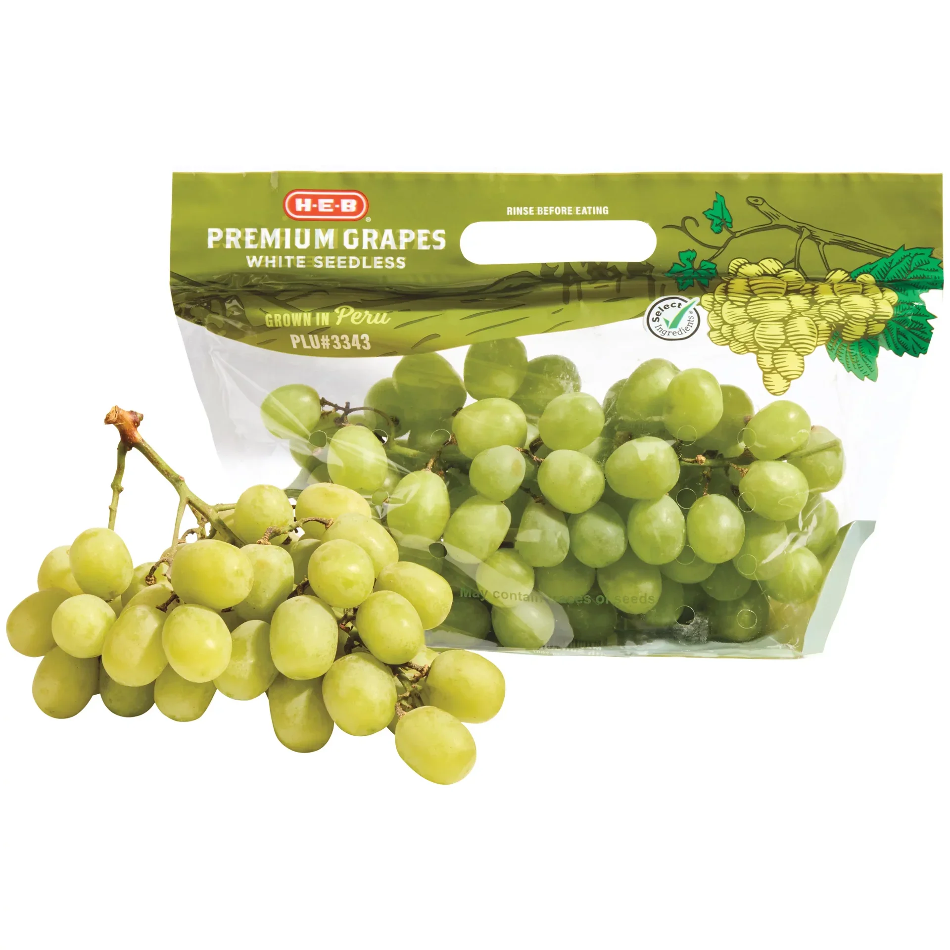 slide 1 of 1, H-E-B Premium Fresh Seedless White Grapes, per lb