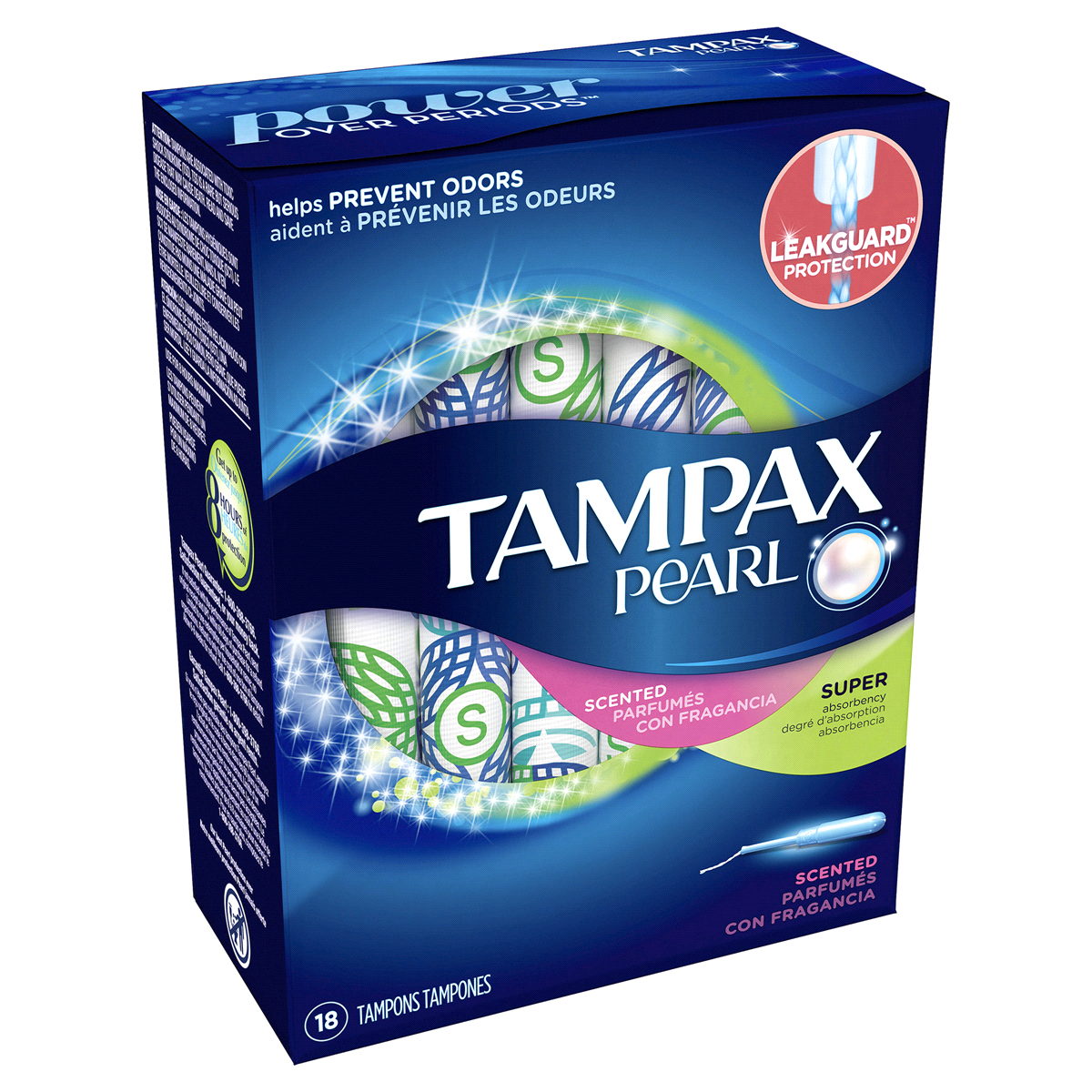 slide 2 of 3, Tampax Pearl Super Scented Plastic Tampons, 18 ct