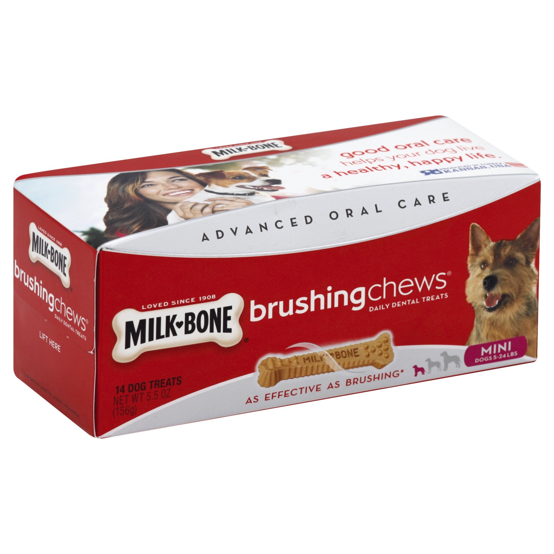 slide 1 of 6, Milk-Bone Brushing Chews Mini Dental Dog Treats, 14 ct; 5.5 oz