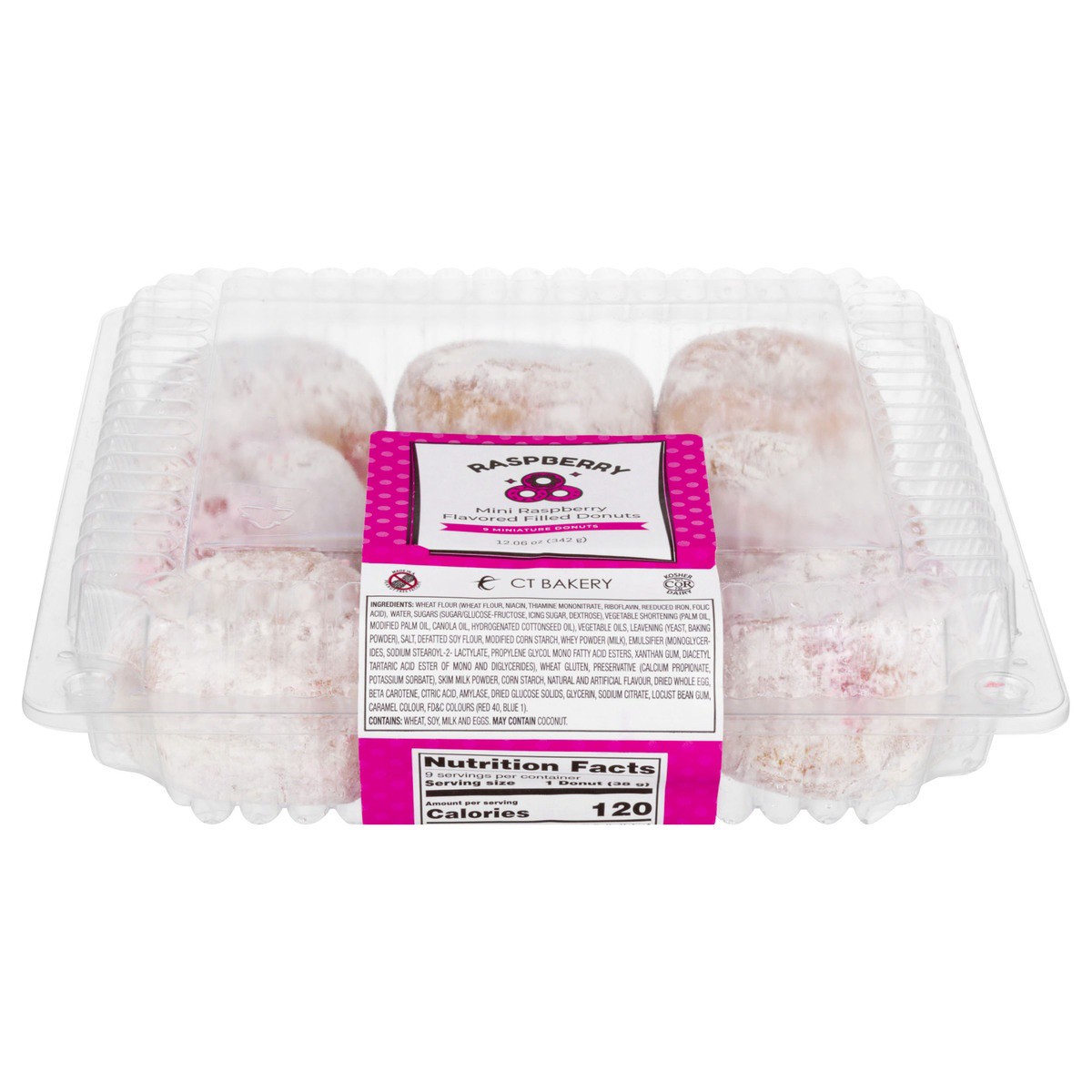 slide 1 of 9, CT Bakery Filled Mini Raspberry Flavored Donuts 9 ea, 9 ct