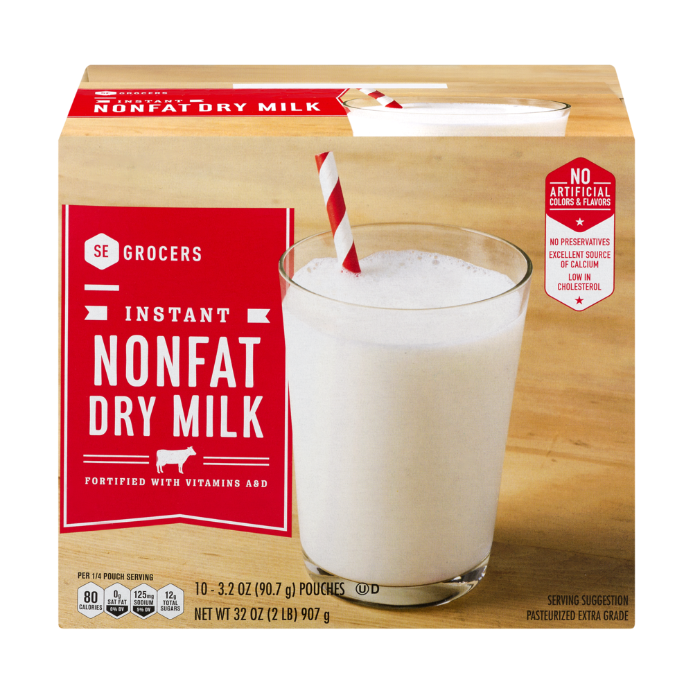 slide 1 of 1, SE Grocers Instant Nonfat Dry Milk Pouches - 10 CT, 10 qt