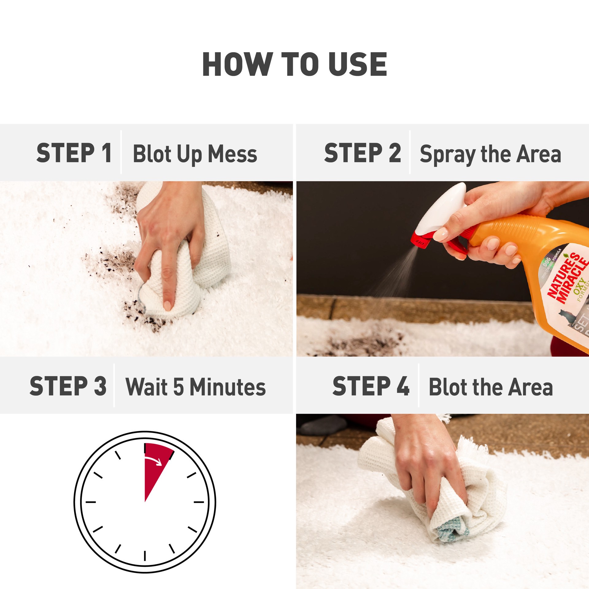 slide 5 of 8, Nature's Miracle Orange-Oxy Power Just for Cats Stain & Odor Remover, 24 oz., 1.67 lb