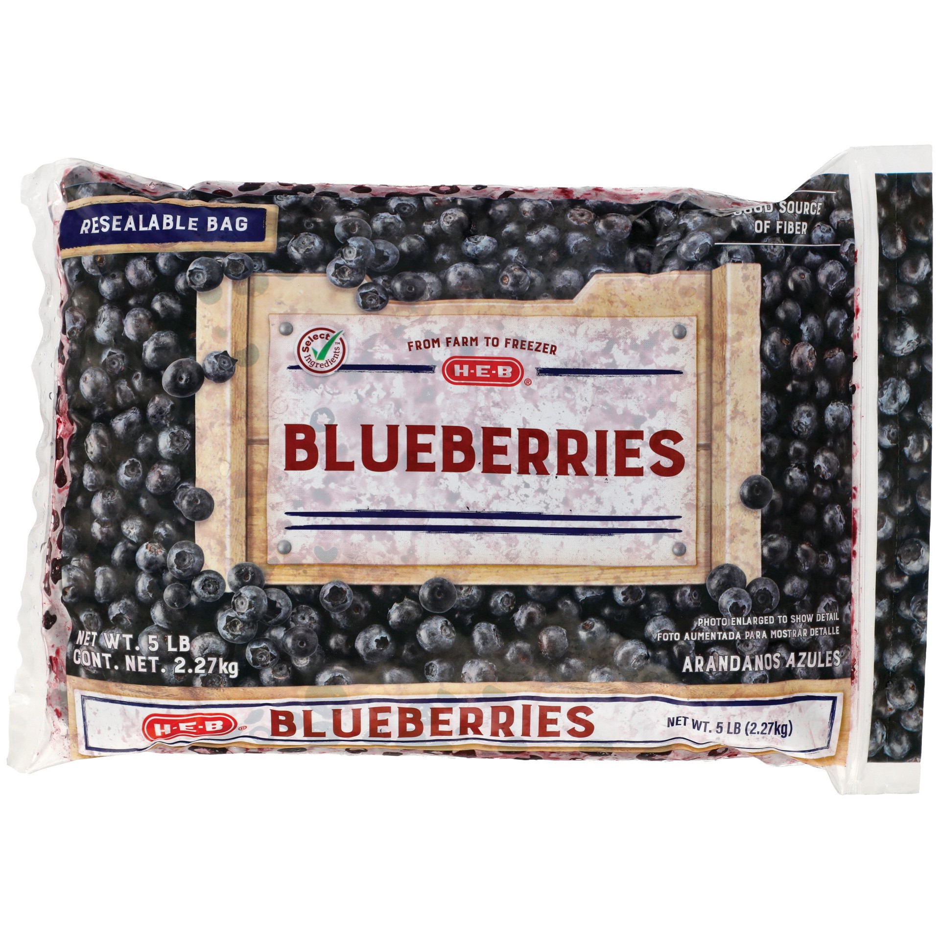 slide 1 of 1, H-E-B Blueberries (No Sugar Added), 5 lb