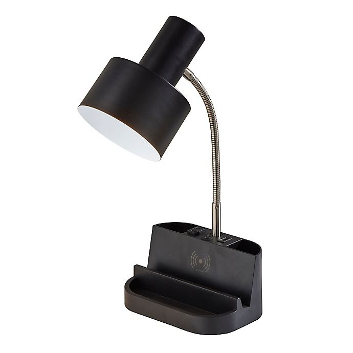 slide 1 of 12, Simply Essential Qi Charging Organizer Desk Lamp - Black with Metal Shade, 1 ct