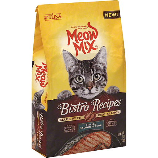 slide 2 of 3, Meow Mix Bistro Grilled Salmon Dry Wet Cat Food, 3 lb