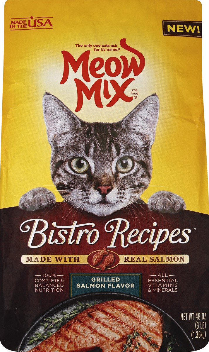 slide 6 of 6, Meow Mix Bistro Recipes Grilled Salmon Flavor Cat Food, 3-Pound, 3 lb