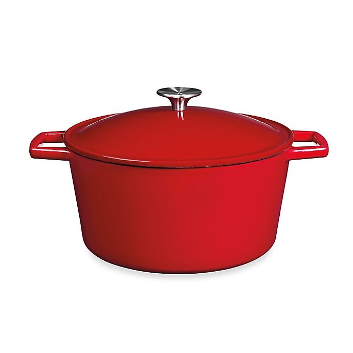 slide 1 of 6, Artisanal Kitchen Supply Enameled Cast Iron Dutch Oven - Red, 5 qt