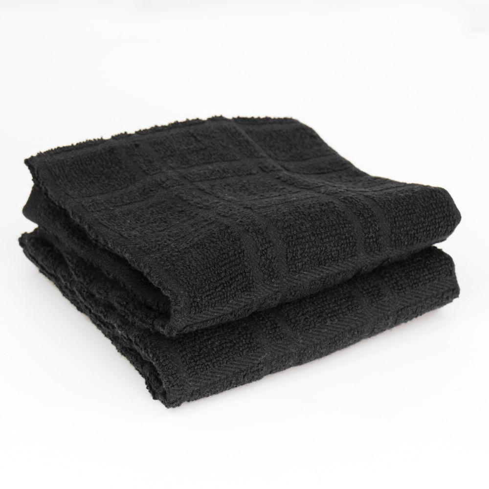 slide 2 of 2, Everyday Living Solid Waffle Kitchen Towels - Jet Black, 2 ct