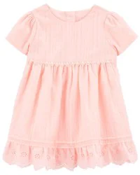 Oshkosh Baby Metallic Eyelet Babydoll Dress Pink 24M