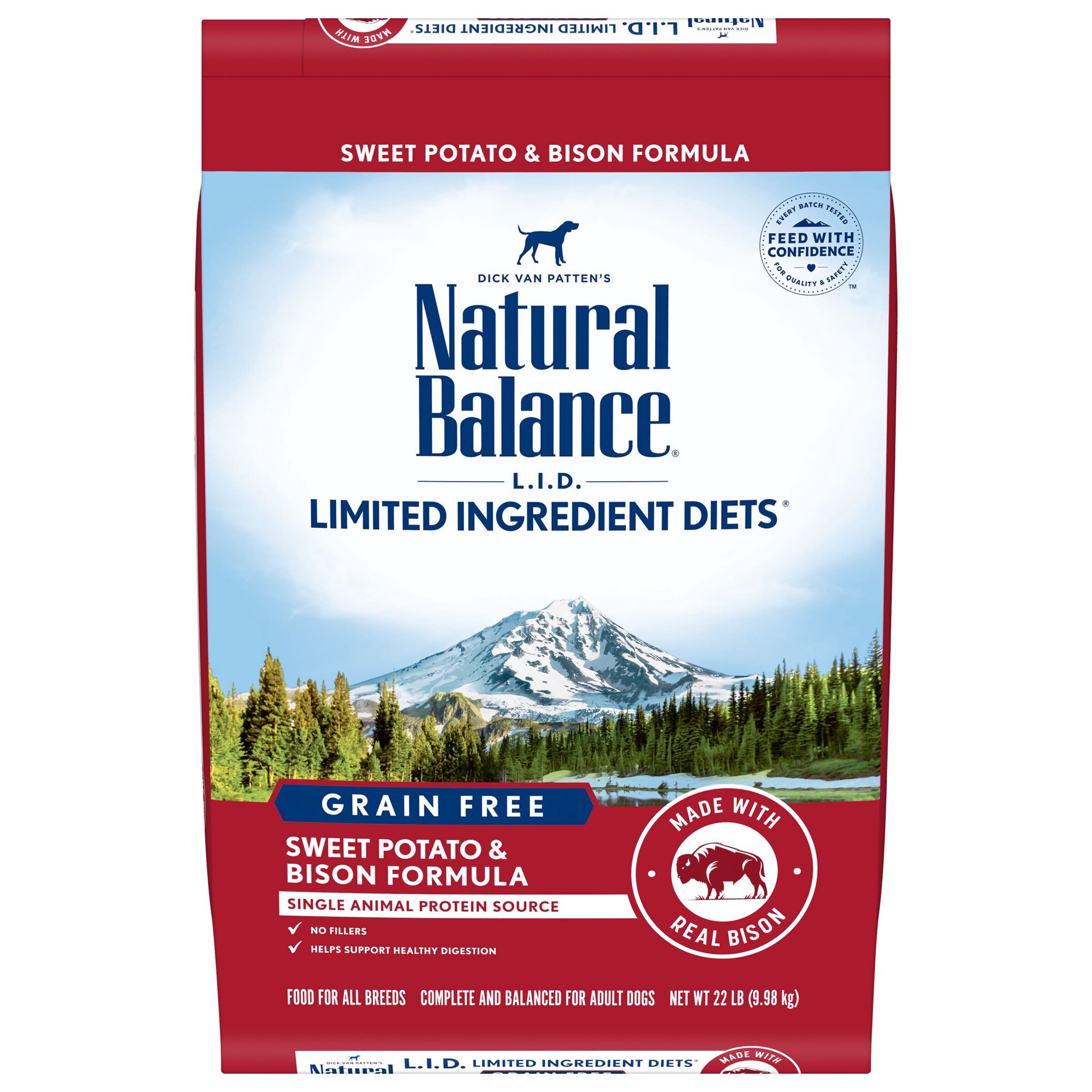 slide 1 of 5, Natural Balance L.I.D. Limited Ingredient Diets Sweet Potato & Bison Formula, Dry Dog Food, 22lb Bag, 22 lb