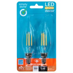 Simply Done LED Soft White Decor 4 Watts 350 Lumens Clear B10 Bulbs, 2 Count