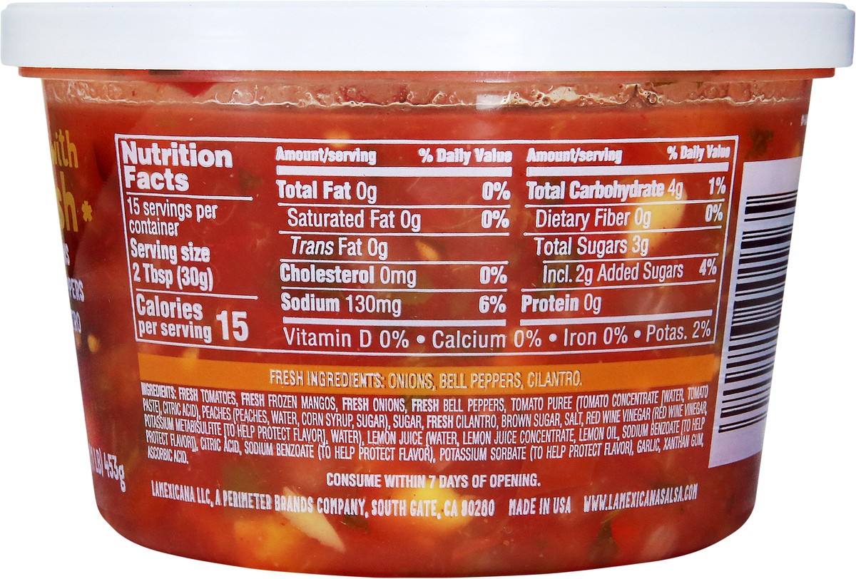 slide 9 of 13, La Mexicana Mango Peach Salsa 16oz, 16 oz