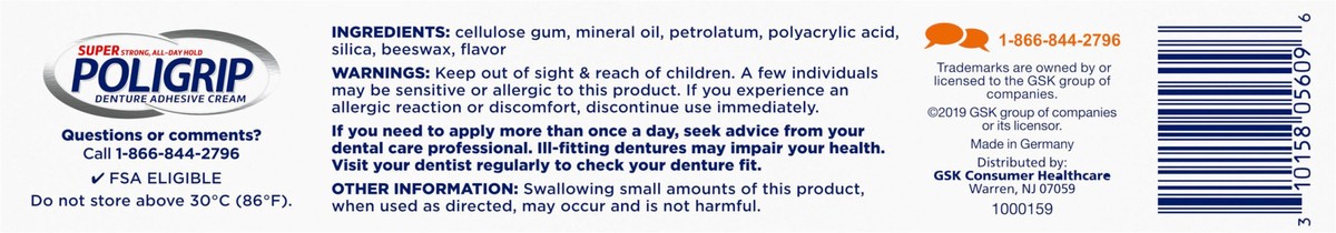 slide 6 of 10, Super Poligrip Poligrip Cushion & Comfort, Denture and Partials Adhesive Cream, 2.2 ounces, 2.2 oz