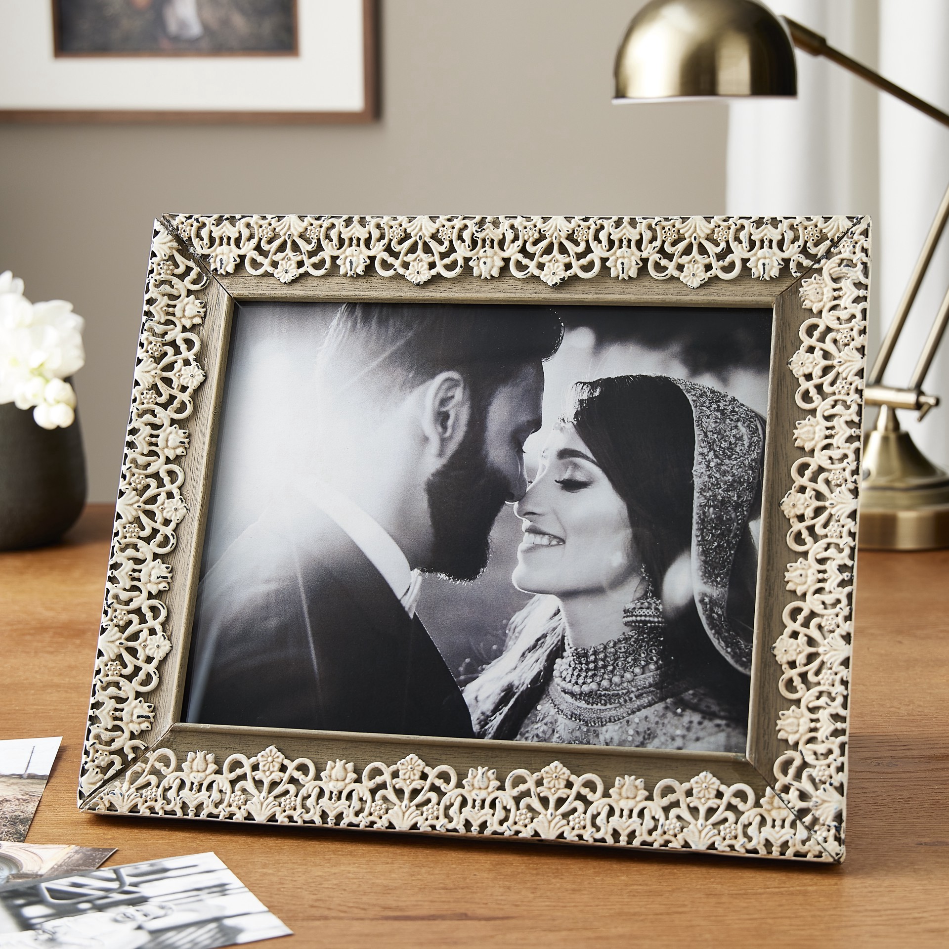 slide 2 of 2, Expressions 8" X 10" Gray Lace Overlay Frame By Studio Decor, 8 in x 10 in
