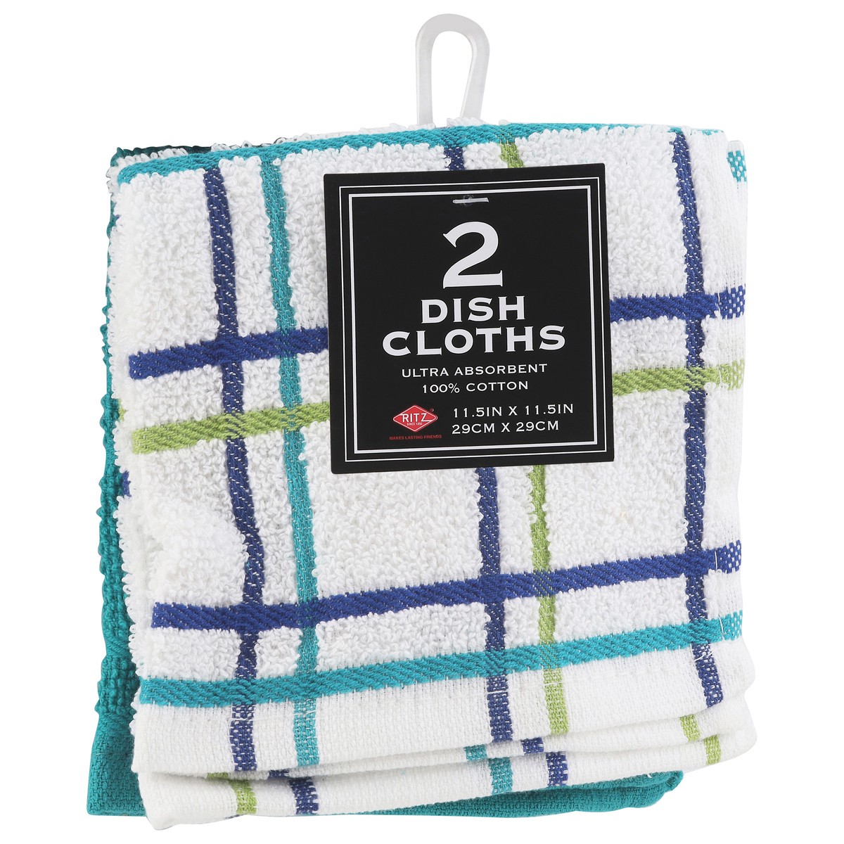 slide 3 of 4, Ritz Teal Multi Check Dish Cloths 2 Each, 2 ct
