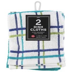 Ritz Teal Multi Check Dish Cloths 2 Each