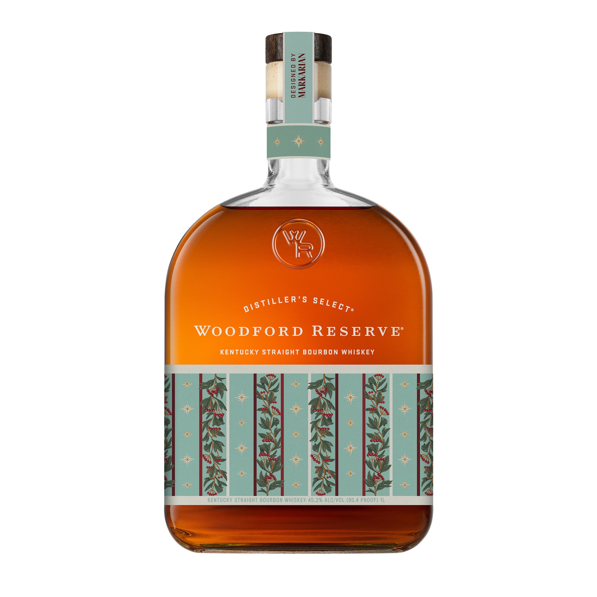 slide 1 of 2, Woodford Reserve Kentucky Straight Bourbon Whiskey 2025 Holiday Edition, 1L, 90.4 Proof, 1 liter